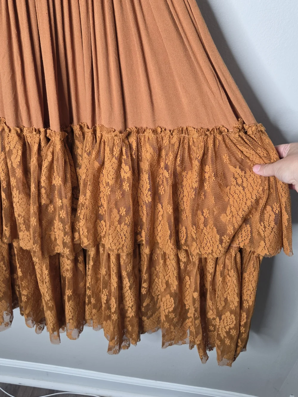 Joyfolie By Mia Joy Rust Colored Lace Dress